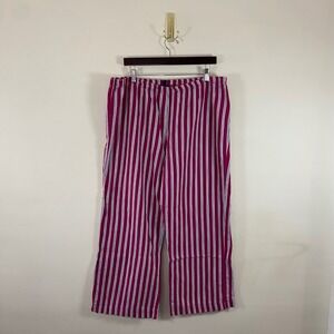 Tommy Hilfiger Striped Wide Leg Lounge Pants Size XL Red White Boxer PJs Cotton